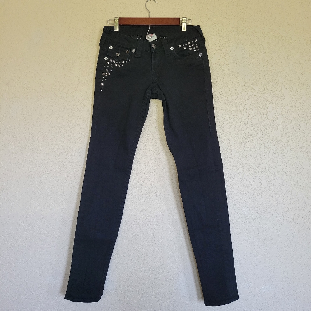 TRUE RELIGION Studded Black Skinny Jean